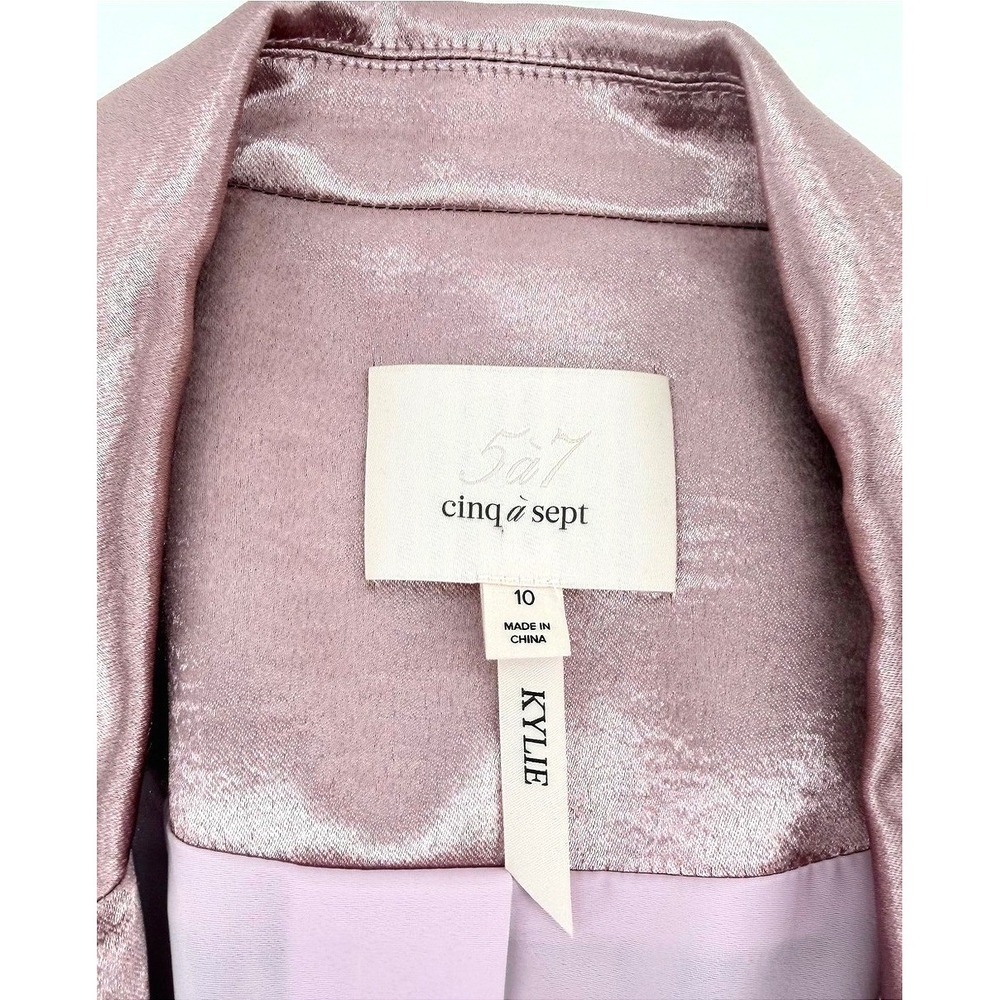 Cinq a Sept Kylie Ruched Sleeve Satin Blazer Light Pink Size 10 - Picture 2 of 9